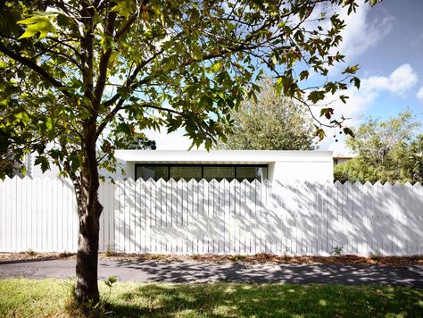 interesting picket fence, #whitefence#picketfence #frontgardent #picket    Westgarth Project - Kennedy Nolan - Interior & Architecture - Melbourne, VIC, Australia - Image 4 Traditional Japanese Architecture, Hitching Post, Ranch Exterior, Front Fence, Maui Beach, White Fence, Weird Plants, Architectural Firm, Outdoor Remodel