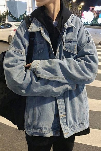 Oversized Denim Jacket Outfit, Trendy Aesthetic Outfits, Mens Outwear, Aesthetic Clothing Stores, Loose Coat, Fitted Denim Jacket, Denim Jacket Outfit, Jackets Denim, Men Jackets