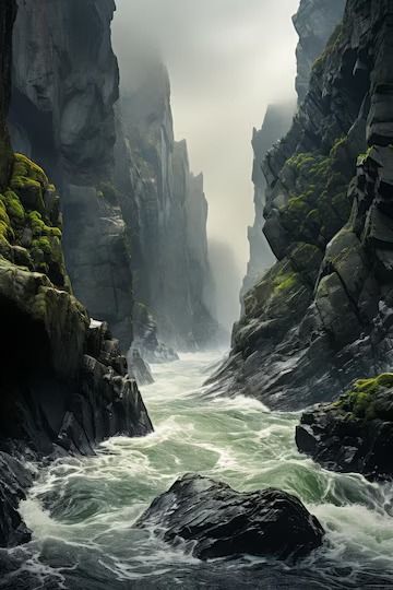 Premium Photo | River Flowing Between Two Rocky Mountains Generative AI River Between Mountains, Overgrown City, Floating Mountains, Water Photos, River Flowing, Rocky River, River Water, Water Pictures, River Landscape