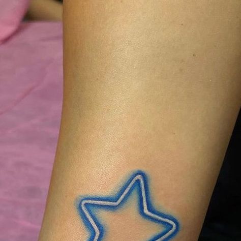 Black Rabbit Tattoo on Instagram: "We’re still thinking about this amazing✨neon star✨ tattooed by @kaitlin.tattoos 😍 . . . #neontattoo #star #startattoo #colortattoo #blackrabbittattoo #rva #tattooartist #neon #tattooshop #tattoo" Black Rabbit Tattoo, Neon Tattoo, Rabbit Tattoo, Light Tattoo, Rabbit Tattoos, Black Rabbit, Blue Lighting, White Tattoo, Star Tattoos