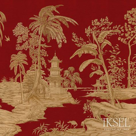 Chinoiserie Wall Panels, Schumacher Wallpaper, Coral Wallpaper, Chinoiserie Decorating, Chinoiserie Wall, Wallpaper Interior, Chinoiserie Wallpaper, Scenic Design, Wallpaper Calculator