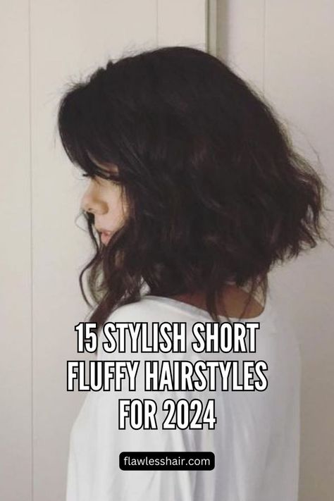 Short Fluffy Angled Lob How To Style Short Puffy Hair, Hairstyles For Short Puffy Hair, Puffy Short Hair, Fluffy Hair Women, Volume Short Hair, Fluffy Hair Styles, Short Fluffy Hairstyles, Fluffy Hairstyles, Angled Lob