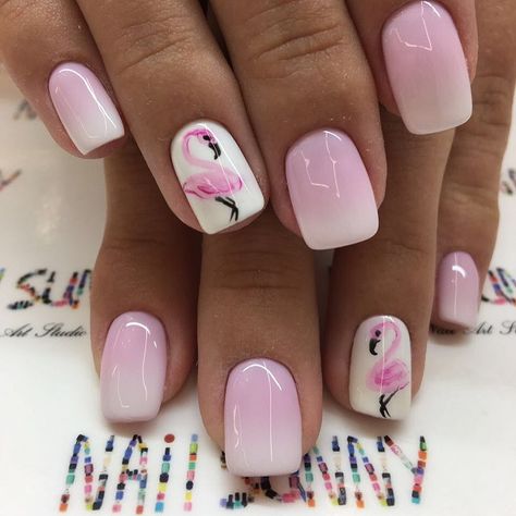 70 Square Nail Art Ideas | Art and Design Flamingo Nail Art, Flamingo Nails, Cruise Nails, Square Nail Designs, Nail Design Inspiration, Nails Pink, Beach Nails, Nail Art Ideas, Nail Arts