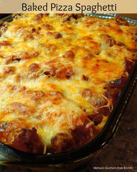 Baked Pizza Spaghetti Pizza Spaghetti Casserole, Pizza Spaghetti, Baked Pizza, Cheesy Chicken Spaghetti, Pizza Flavors, Tailgate Food, Baked Spaghetti, Ground Beef Recipes Easy, Pizza Bake