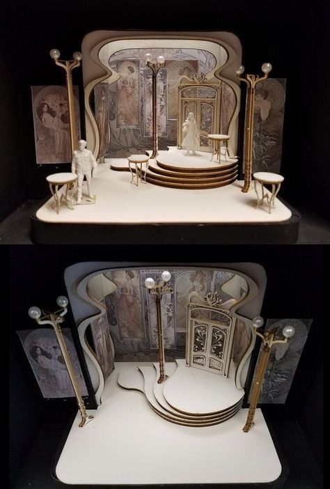 Theatre Model Stage Design, Theater Scene Design, Surrealist Set Design, Scene Design Theater, Stage Designs Ideas, Stage Art Design, Gothic Set Design, Set Design Portfolio, Scenography Scenic Design