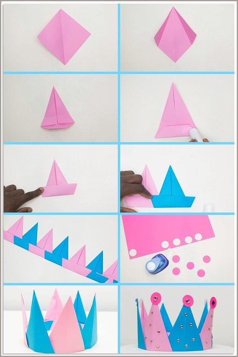 Vampire corner bookmark: easy Halloween paper craft for kids. Diy Paper Crown Templates, Paper Crown Decoration Ideas, Making Crown With Paper, Crown Origami Tutorial, Handmade Crowns Paper, Paper Crafts Crown, How To Make A Crown Diy, Origami Crown Step By Step, Card Crown Diy