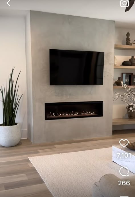 Gas Fireplace Ideas Living Rooms, Feature Wall Living Room, Build A Fireplace, Fireplace Tv Wall, Living Room Decor Colors, Living Room Decor Fireplace, Living Room Design Inspiration, Living Room Partition, Living Room Partition Design