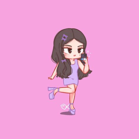 BLACKPINK Jennie Kim Cartoon, Kpop Chibi Blackpink, Blackpink Chibi, Cartoon Sketches, Cute Cartoon Characters, Kpop Drawings, Simple Cartoon, Lisa Blackpink Wallpaper, Album Cover Design