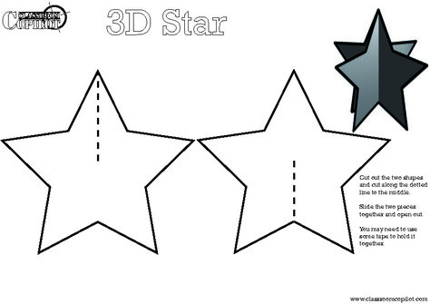 3D+Christmas+Star+Template 3 D Stars How To Make, 3d Star Template, Easy Paper Stars, Christmas Star Crafts, Star Template Printable, Christmas Scroll, Star Printable, Xmas Star, 3d Paper Star