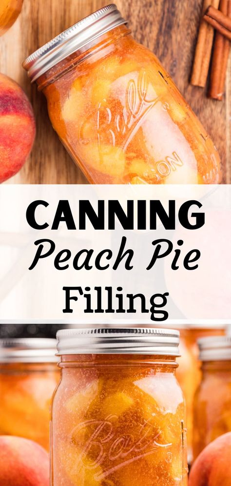 Can Peach Pie Filling, Homemade Peach Pie Filling, Canning Peach Pie Filling, Peach Pie Filling Recipes, Homemade Peach Pie, Easy Peach Pie, Water Bath Canning Recipes, Easy Canning, Canning Peaches