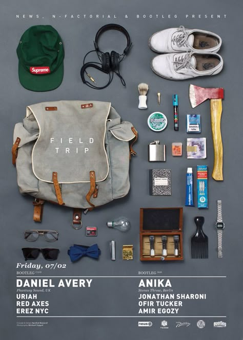 Knolling Photography, Things Organized Neatly, Vintage Briefcase, Club Night, What In My Bag, Field Trip, Editorial Design, Travel Outfit, Night In