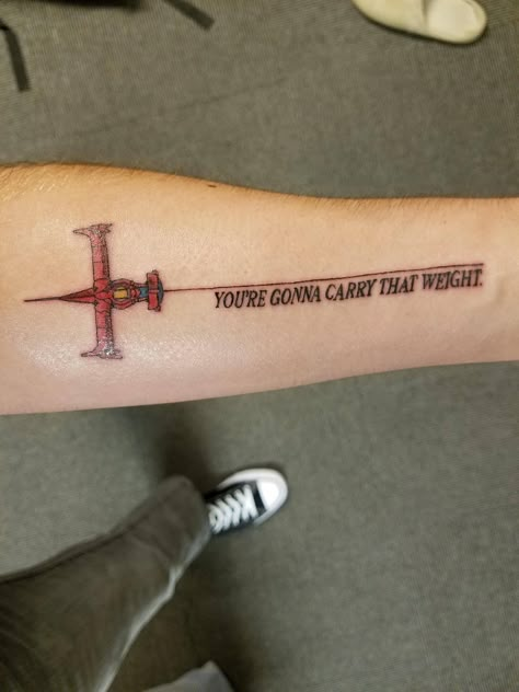 Cowboy bebop tattoo by Myles Kimball Black door tattoo Portland Maine You're Gonna Carry That Weight Cowboy Bebop Tattoo, Cowboy Bepop Tatoos, Spike Spiegel Tattoo, Cowboy Bebop Ship, The Doors Tattoo, Door Tattoo, Cowboy Bebop Tattoo, Grunge Tattoo, Ship Tattoo