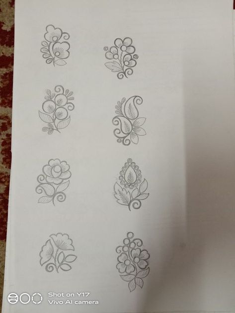 Handwork Butti Design, Hand Embroidery Butta Design, Embroidery Boti Designs, Butti Embroidery Designs, Boota Embroidery Design, Aari Flower Design Tracing, Butti Design Sketch, Embroidery Butta Design, Aari Work Tracing Patterns