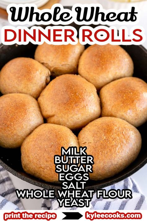 Quick and easy to make, these deliciously soft and fluffy Whole Wheat Rolls make the perfect amount for your family! They make a hearty side to any meal. Whole Wheat Yeast Rolls, Wheat Rolls Recipe, Whole Wheat Dinner Rolls, Wheat Dinner Rolls, Wheat Rolls, Homemade Yeast Rolls, Whole Wheat Rolls, Yeast Rolls Recipe, Batch Baking