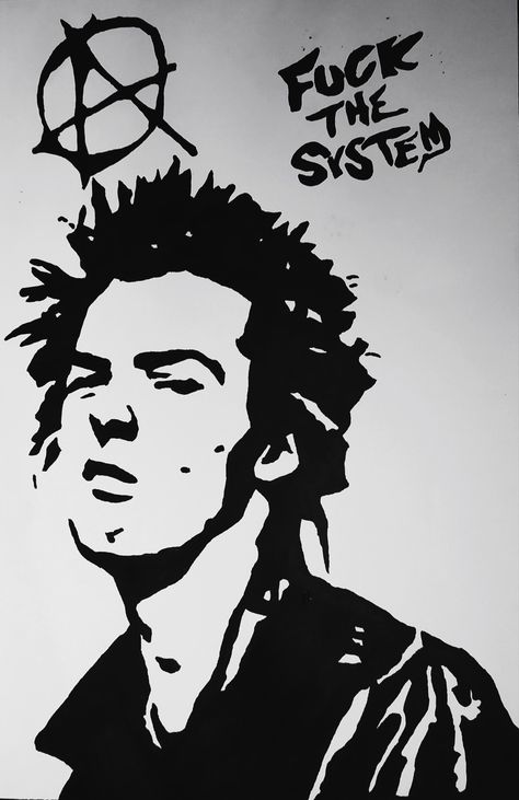 Punk Painting Ideas, Punk Posters 70s, Sid Vicious Tattoo, Punk Sketches, Punk Art Style, Punk Stencil, Punk Art Drawings, Punk Visual Art, Punk Comic