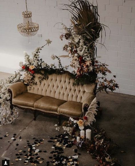 Vintage Chair Photoshoot, Motherhood Minis, Moody Tablescape, Vintage Furniture Wedding, Wedding Lounge Area, Vintage Brass Lamp, Love Seat Sofa, Pumpkin Patch Photoshoot, Samantha Wedding