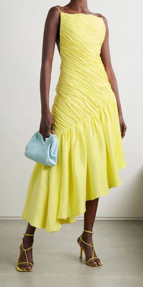 Yellow Fashion, 2024 Collection, Classy Dress, Asymmetrical Dress, Chic Dress, Yellow Dress, Net A Porter, Classy Outfits, Spring Summer Fashion