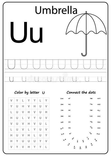 Writing Letter U. Worksheet. Writing A-Z, Alphabet, Exercises Game For Kids. Stock Vector - Illustration of bright, letters: 125775286 Letter U Worksheets, Letters Illustration, Alphabet Writing Practice, Alphabet Worksheets Kindergarten, Alphabet Worksheets Preschool, Alphabet Writing, Letter Worksheets, Alphabet Activities Preschool, Kids Math Worksheets