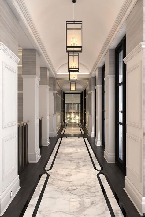 Interior design inspirations for your luxury entryway. Check more at luxxu.net #entryway #entrywaydecor #luxury #luxuryhomes #homedecor #interiodesign Entryways Ideas, Marble Inlay Floor, Luxury Restaurant Interior, Marble Floor Pattern, Art Deco Floor, Inlay Flooring, Marble Flooring Design, Foyer Flooring, Marble House