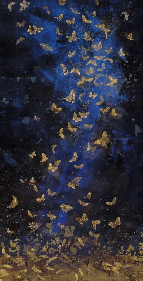 Blue And Gold, Phone Backgrounds, Iphone Wallpapers, Pretty Wallpapers, Phone Wallpapers, Art Wallpaper, Art Inspo, Phone Wallpaper, Butterflies