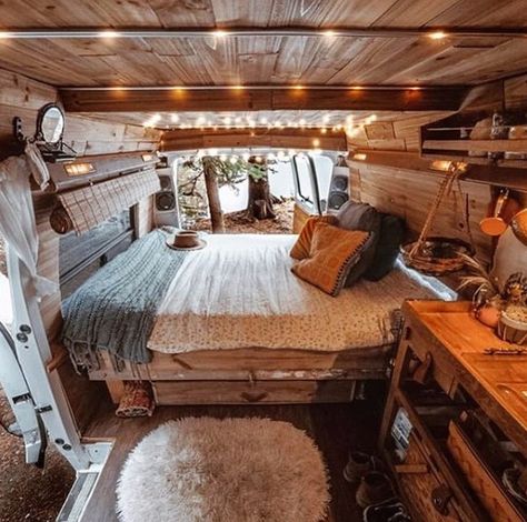 19 Converted Van And Bus Homes To Make You Jealous – InspireMore Converted Vans, Camping Desserts, Kombi Home, Bus House, Vintage Airstream, Van Life Diy, Campervan Interior, Camper Makeover, Van Home