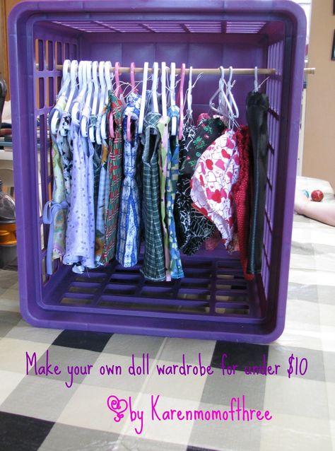 Doll Clothes Storage Ideas, American Girl Storage, Doll Organization, Doll Storage, Baby Clothes Storage, American Girl Diy, American Girl Doll Furniture, American Girl Doll Diy, Diy Baby Clothes