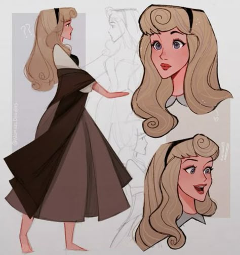 Disney Princess Aesthetic Drawing, Modern Aurora Outfit, Sleeping Beauty Fanart, Old Disney Art Style, Princess Aurora Drawing, Sleeping Beauty Art Drawings, Princess Aroura Drawings, Aurora Sketch Sleeping Beauty, Sleeping Beauty Art