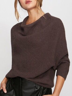 Merino Wool Cowl Neck Sweater | Shop the world’s largest collection of fashion | ShopStyle Lori Dress, Rib Stitch, Asymmetrical Neckline, Brown Sweater, Cowl Neck Sweater, Dressed Down, Long Sleeve Pullover, Cashmere Sweaters, Look Fashion