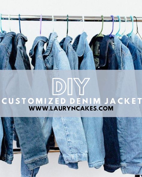 How To Make A Jean Jacket Out Of Jeans, Revamp Jean Jacket Diy, Denim Jacket Makeover Diy, How To Crop A Jean Jacket, Diy Jean Jacket Ideas, Diy Jacket Refashion, Thrifted Jacket, Jacket Tutorial, Customized Denim