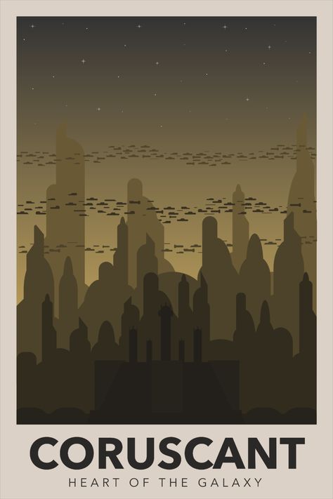 Minimalist Star Wars, Coruscant Star Wars, Star Wars Artwork Concept Art, Retro Starwars Posters, Star Wars Wall Art Printable, Star Wars Printables Free, Minimalist Movie Posters Star Wars, Star Wars Planet Posters, Star Wars Travel Posters