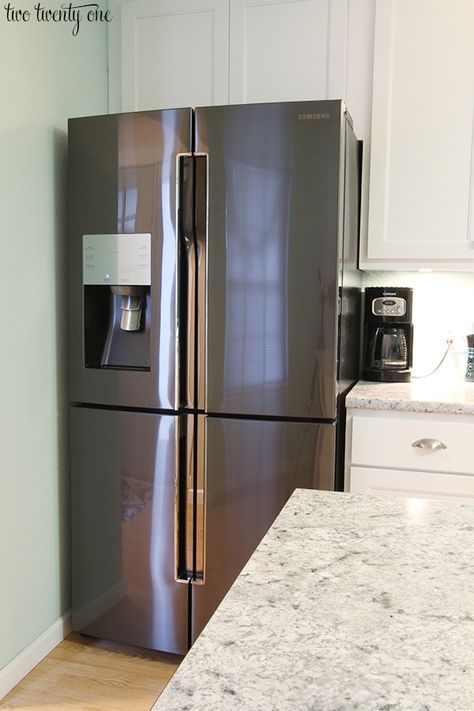 Refrigerator Samsung, 4 Door Fridge, Maine Kitchen, Samsung 23, American Kitchen Design, Small American Kitchens, Counter Depth Fridge, Refrigerator Black, 4 Door Refrigerator