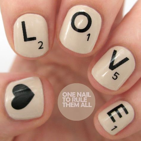 Hype Nails, Sharpie Nails, Lit Captions, Fingernail Designs, Valentine Nail Art, Style Nails, The Word Love, Scrabble Letters, Lovely Nails