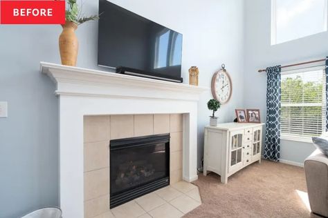 White painted fireplace