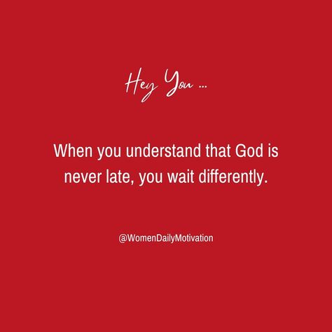 God truly is always on time. 🤍 Isn’t that so comforting. Wait on the Lord ... Tag someone who may need this. xo 💋 #Godisgreat #God #Godisgood #Godquotes #dailyquotes #belief #inspirationalquotes #explorepage #foryou #prayer #spiritualquotes #spirituality God Is Always On Time, Right Time Quotes, Gods Timing Quotes, God's Timing, Always On Time, Jesus Videos, Waiting On God, Gods Timing, Perfect Timing