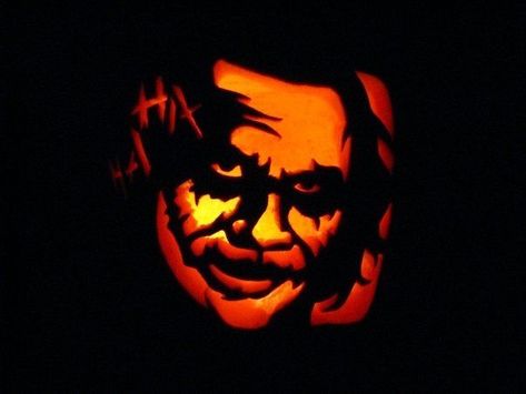 Pumpkin Carving Ideas Joker, The Joker Pumpkin Carving, Joker Pumpkin Carving, Carvings Designs, Joker Pumpkin, Halloween Pumpkins Carvings Designs, Batman Villain, Pumpkin Cravings, Pumpkin Carving Designs