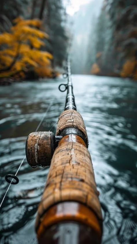 Fishing Rod Resting Beside River stock photography Fly Fishing Wallpaper, Fly Fishing Photography, Fishing Images, Crispy Fish, Fall Fishing, Flowing River, Magnet Fishing, Fish Wrap, Fishing Photos