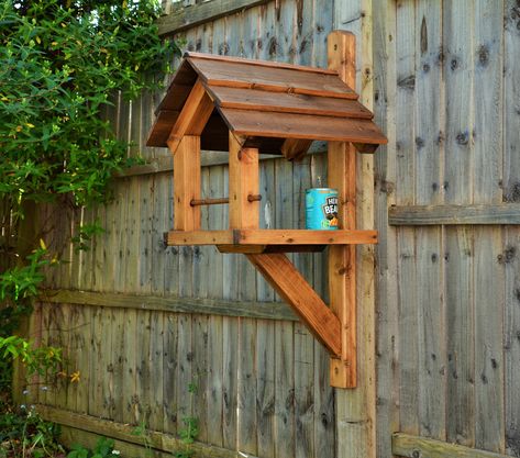 Handmade Wooden Wall Fence Mounted Bird Feeder - Etsy New Zealand Bird Feeding Table, Rustic Bird Feeders, Wood Bird Feeder, Wooden Bird Feeders, Seed Balls, Bird Feeding Station, Bird Houses Ideas Diy, Bird Tables, Wall Fence