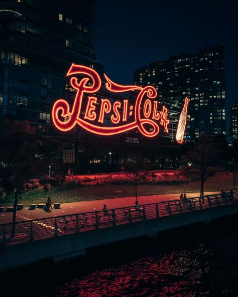 Pepsi Cola neon sign at night in Long Island City, Queens, New York Long Island City Queens, Ny Art, Queens Ny, Island City, Queens New York, Pepsi Cola, Hotel Motel, Posters Framed, Long Island City