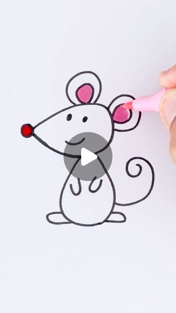 Creative Drawing for kids on Instagram: "Easy Mouse Drawing || Kids Creative Art" Draw A Mouse Easy, How To Draw Mouse, Mouse Cute Drawing, How To Draw A Mouse, Cartoon Mice Drawing, Mouse Drawing Easy, Teach Kids To Draw, Toddler Drawing, Drawing Kids