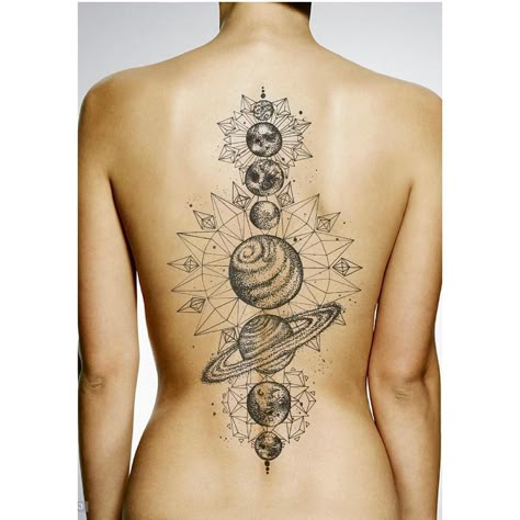 Tattoo Solar System, Tattoos Spine, Space Tattoo Sleeve, Planet Tattoo, Cosmic Tattoo, Backpiece Tattoo, Solar System Tattoo, Nature Tattoo Sleeve, Astrology Tattoo