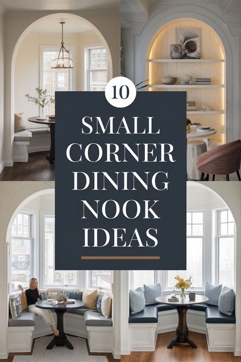 Say goodbye to clutter and hello to cozy dining! These 10 small dining nook ideas will transform your space into a stylish space-saving retreat! 🏡💕 Small Dining Nook Ideas, Nook Round Table, Round Breakfast Nook, Kitchen Corner Nook, Dining Nook Ideas, Corner Dining Nook, Small Dining Nook, Breakfast Corner, Dining Nooks