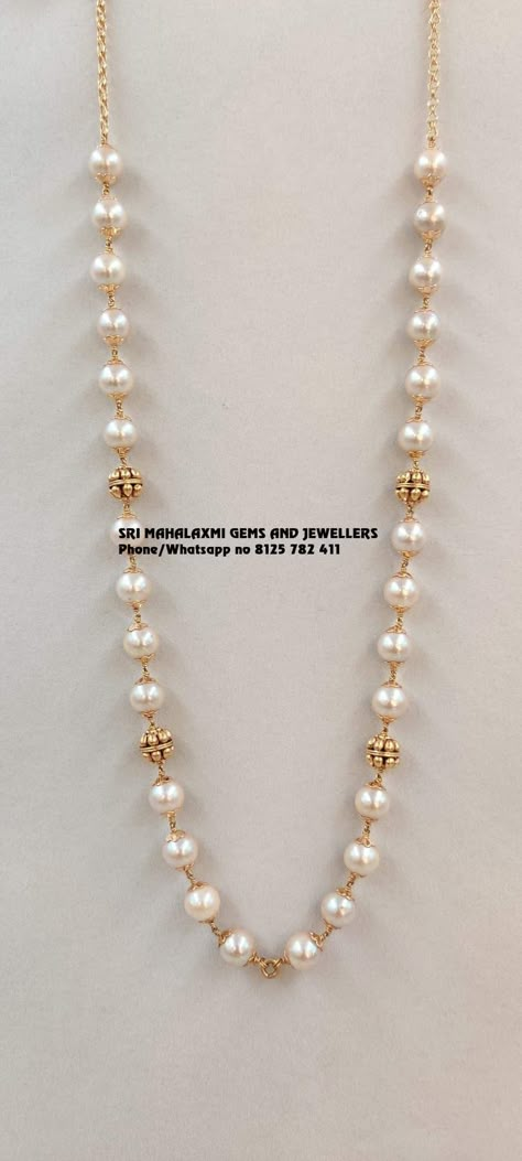 22kt Gold chain with pure Pearls Pearl Chains Indian Gold With Pendant, Gold Moti Necklace, Pearl Sets Jewellery Indian Gold, Pearl Chains Indian Gold, Pearl Haram Design, Pearl Jewelry Design Simple, Pearl Chain Designs In Gold, Pearl Chain Designs, Pearl Chain With Pendant