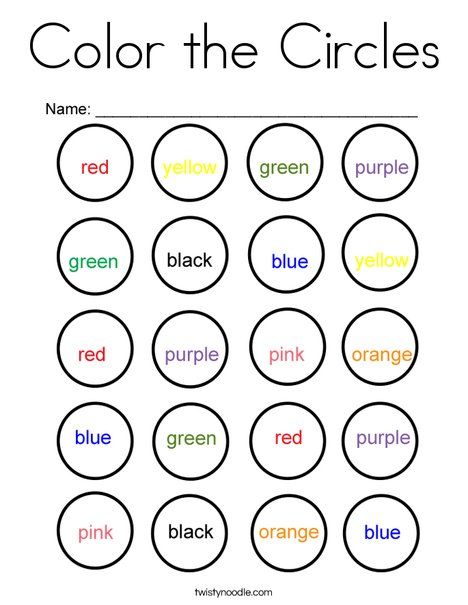 Color the Circles Coloring Page - Twisty Noodle Ingles Kids, Color Worksheets For Preschool, Shapes Kindergarten, Homeschool Preschool Activities, Free Preschool Worksheets, Preschool Colors, Learning Worksheets, English Worksheets For Kids, Kids Math Worksheets