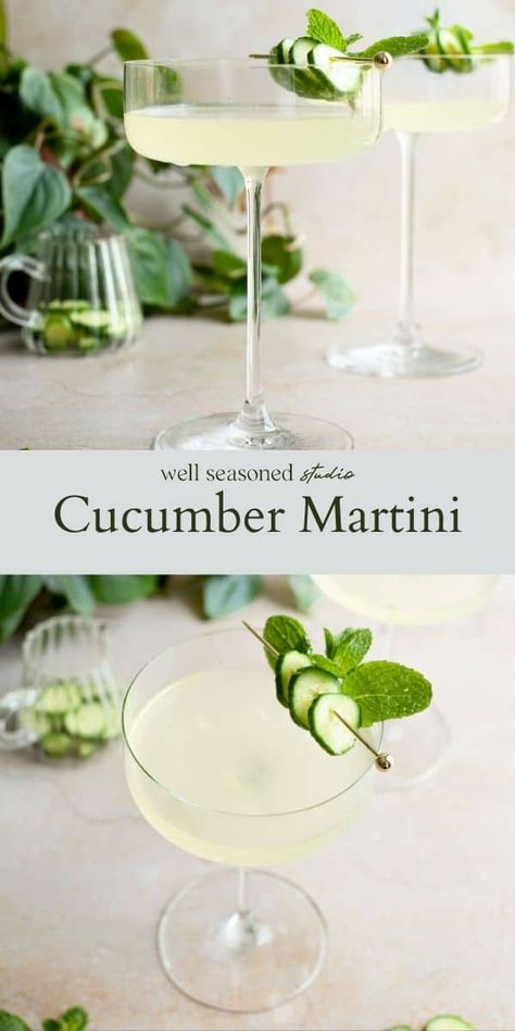 Cucumber Martini With Cucumber Vodka, Cucumber Vodka Martini, Cucumber Martini Recipe Vodka, Vodka Cucumber Cocktail, Gin Martini Recipes, Cucumber Martini Recipe, Cucumber Cocktails, Cucumber Vodka Drinks, Cucumber Gin Cocktail