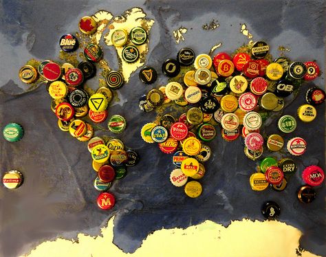 Beers of the World Beer Map, Kingdom Of Denmark, Beers Of The World, Beer Cap, Beer Bottle Caps, Beer Caps, Map Of The World, Vintage Cap, Alcoholic Beverages