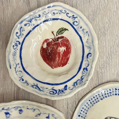 @ceramicsalyssa on Instagram: "Hand-painted dishes. I loved making these 🐇🍎❤️🐟⭐️" Painted Dishes, Hand Painted Dishes, Arts And Crafts, Hand Painted, Ceramics, Bed, I Love, Quick Saves, Instagram