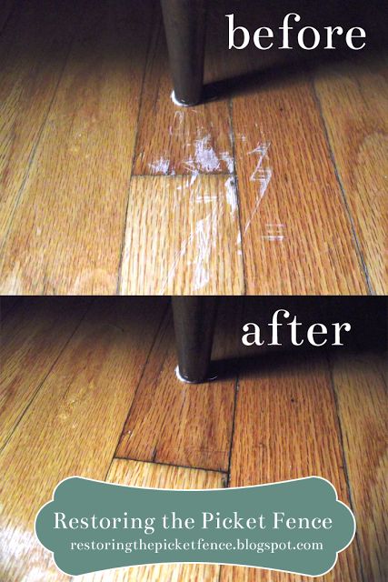 Removing scratches from a wood floor: One part vinegar, three parts cooking oil. Rub in -- no need to wipe off! From restoringthepicketfence.blogspot.com Hardwood Floor Scratches, Scratched Wood Floors, Scratched Wood, Wood Floor Cleaner, Hardwood Floor Cleaner, Cleaning Wood Floors, Clean Hardwood Floors, Cleaning Wood, Cleaners Homemade