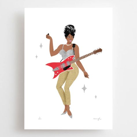 The Duchess | Neryl Walker Art Prints Neryl Walker, Walker Art, Female Guitarist, Limited Edition Giclee, The Duchess, To Draw, Giclee Print, Vintage Inspired, Illustrator