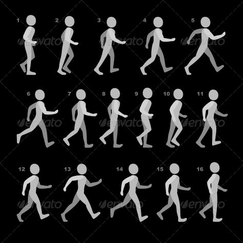 Phases of Step Movements Walking Sequence People Walking Drawing, Walking Sequence, Movement Drawing, Walking Animation, Walking Poses, Game Animation, Cartoon Body, Animation Storyboard, Animation Sketches