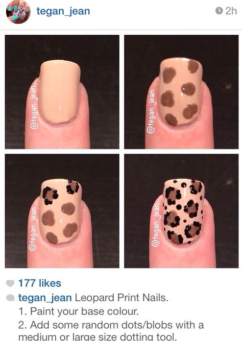 Cheetah tutorial Animal Nail Art Step By Step, Nail Art Designs Step By Step, Cheetah Print Toe Nails, Easy Nail Art Tutorial, Nail Art Step By Step, Leopard Nail Designs, Cheetah Nail Designs, Cheetah Print Nails, Animal Print Nails Art